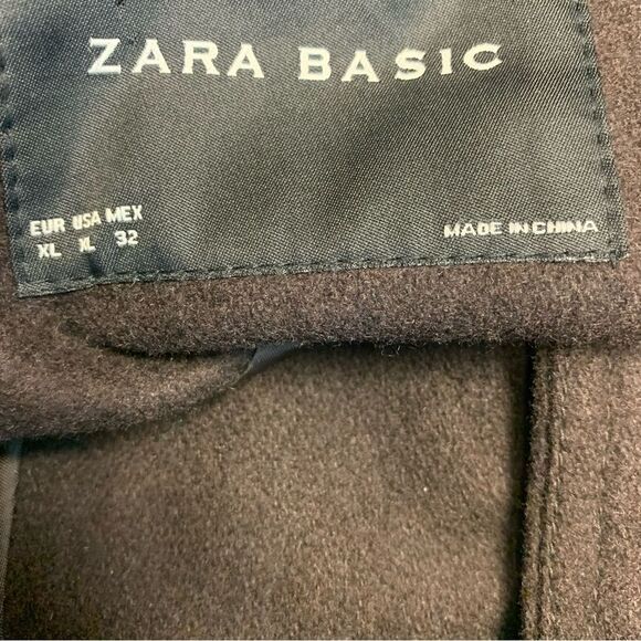 ZARA chocolate brown high neck coat Sz XL - Picture 5 of 9
